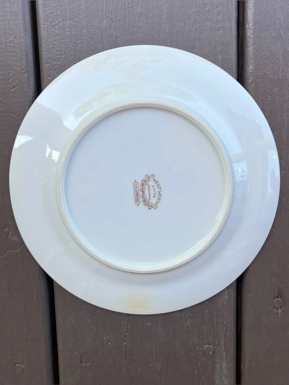 Vintage Wentworth China Columbine Green Floral Salad Plate Gold Trim Cottagecore